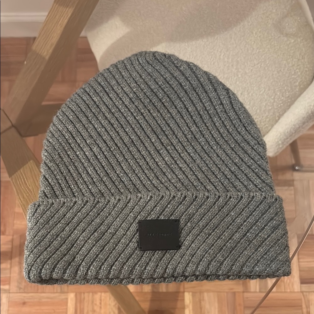All Saints Gray Knit Winter Hat
